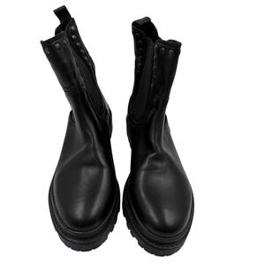 Danassa Black Leather Stud Chelsea Lug‎ Sole Boots Women's 7.5 Made in Portugal